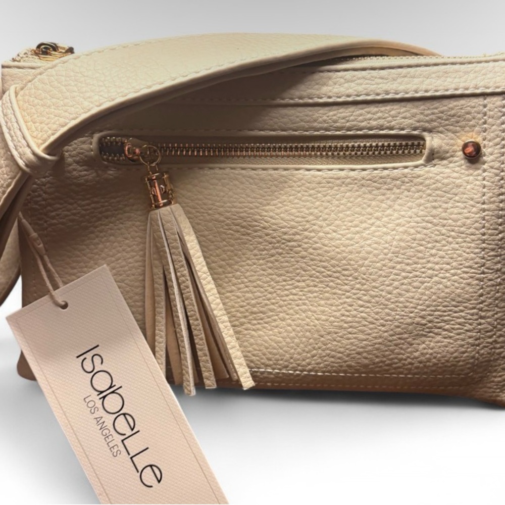 Isabelle Multicompartment VeganLeather Crossbody Bag with Zipper Pocket & Tassle - Picture 6 of 10